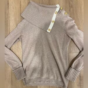 Banana Republic Taupe Sweater with Gold Buttons